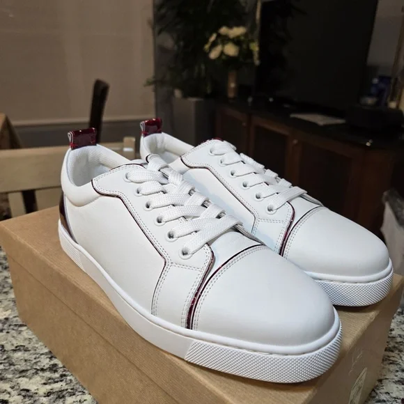 NEW Christian Louboutin Fun Louise Junior Flat White Sneakers Size 39 - Picture 9 of 12